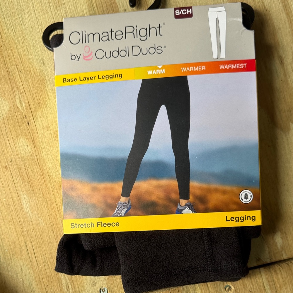 Cuddl Duds Black ClimateRight Stretch Fleece Base Layer Legging